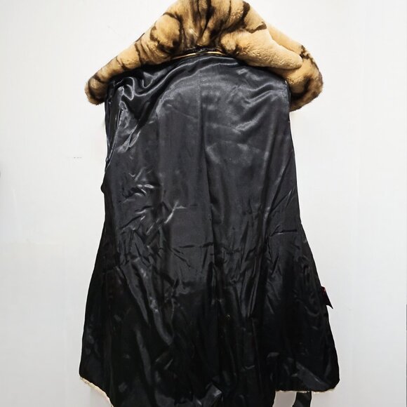 New Real Semi-sheared Mink Fur Coat Jacket Blazer Tan Cinnamon Beige Brown Print - Picture 8 of 8